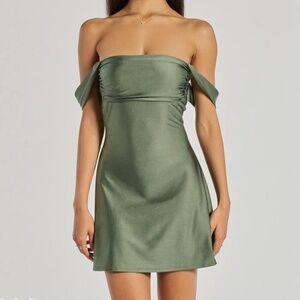 Brand new Windsor off the shoulder sage mini dress